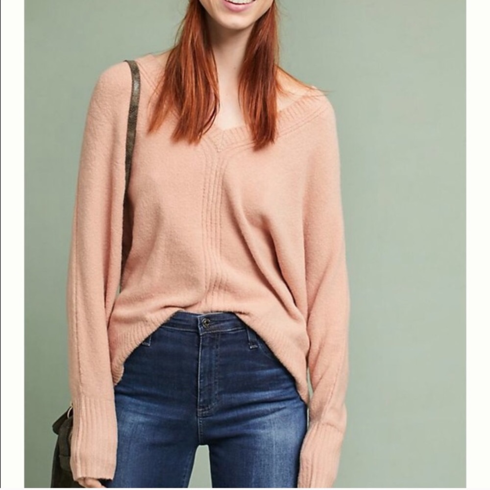 🍍🍍NWOT High Low V-Neck Sweater Pink sz S🍍🍍 - Picture 1 of 6